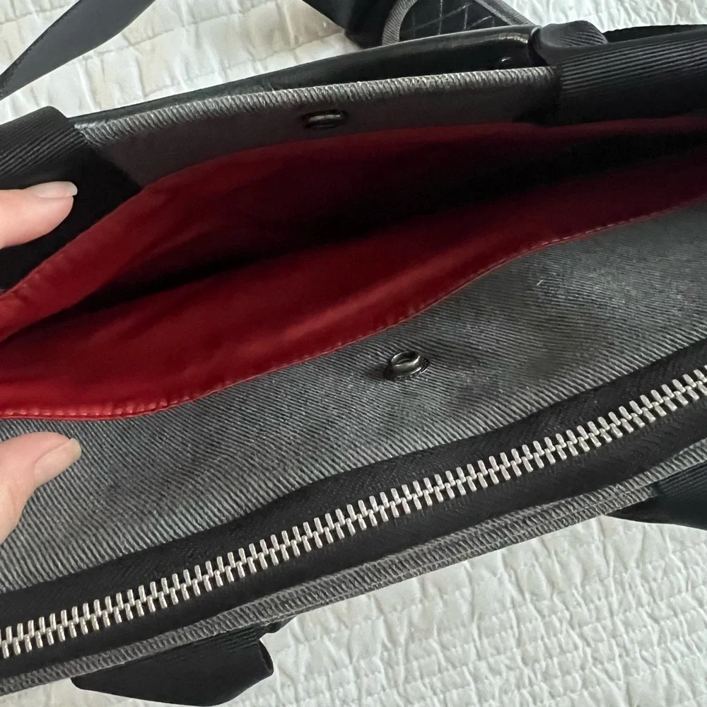 Booq Black Leather and Gray Laptop Messenger Bag